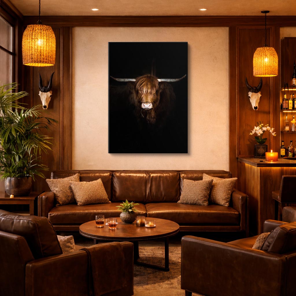 cuadro canvas vida salvaje toro de la noche vertical
