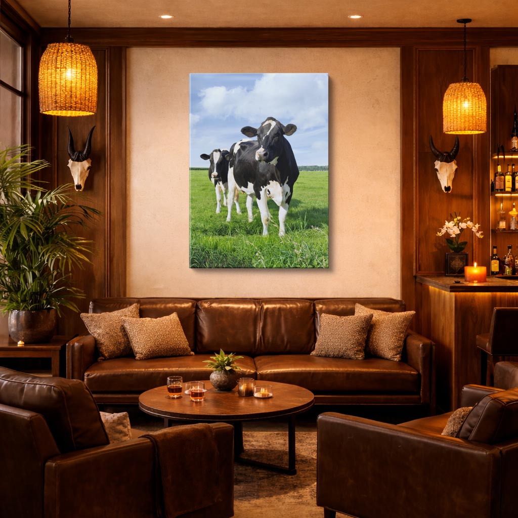 cuadro canvas vida salvaje vacas en pradera vertical
