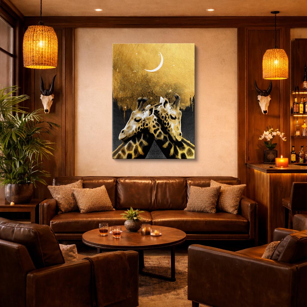 cuadro canvas vida salvaje jirafa lunar vertical