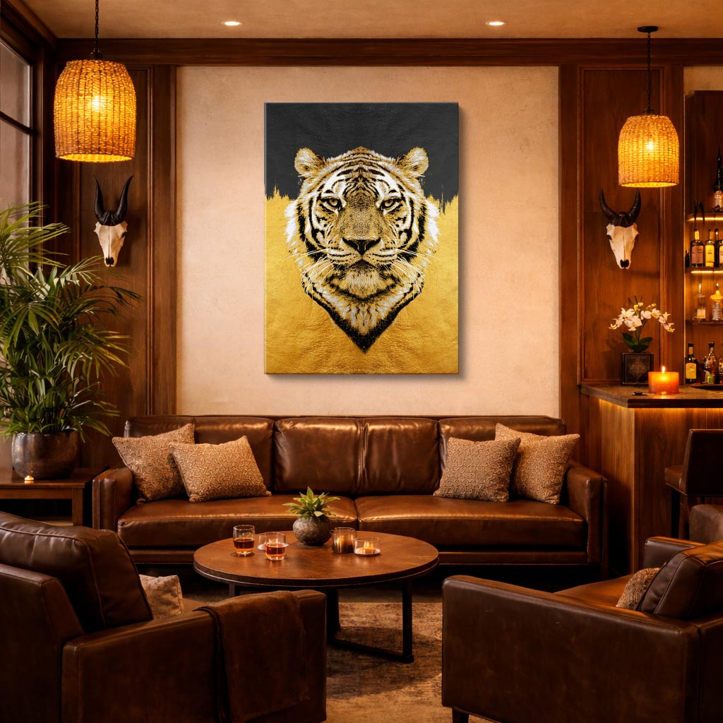 cuadro canvas vida salvaje tigre emblema vertical