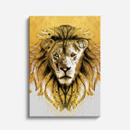 cuadro canvas vida salvaje león solar dorado vertical
