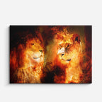 cuadro canvas arte cósmico leones del umbral horizontal
