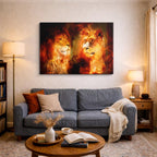 cuadro canvas arte cósmico leones del umbral horizontal