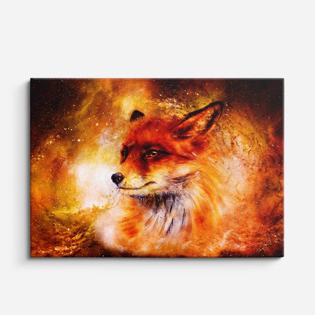 cuadro canvas arte cósmico zorro de fuego horizontal
