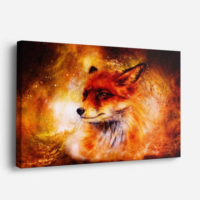 cuadro canvas arte cósmico zorro de fuego horizontal