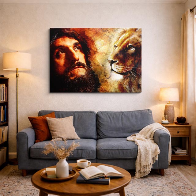 cuadro canvas arte cósmico profeta del león horizontal