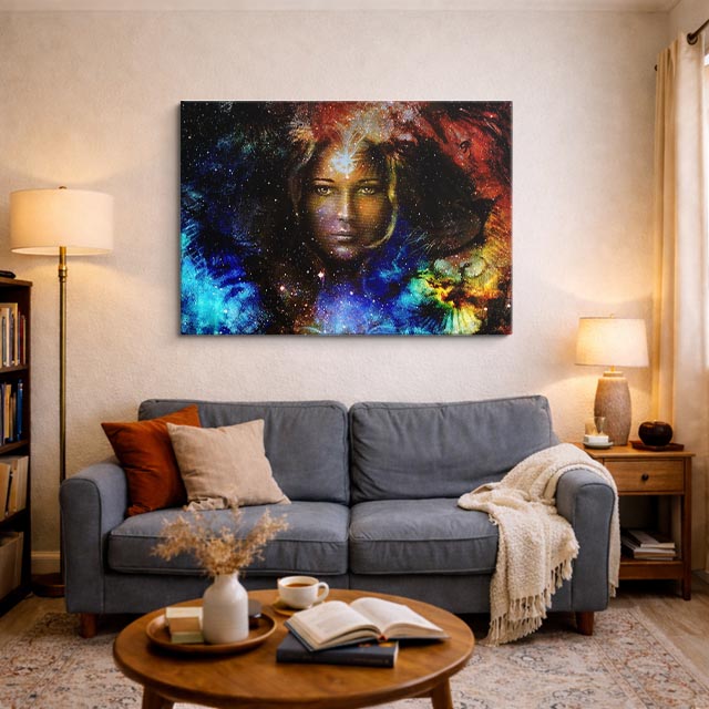 cuadro canvas arte cósmico guardiana estelar horizontal
