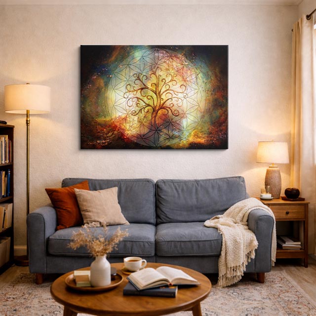 cuadro canvas arte cósmico árbol del cosmos horizontal