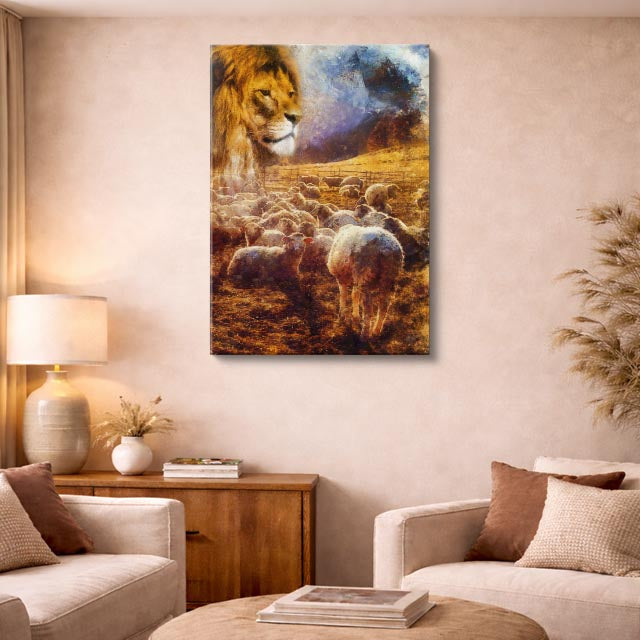 cuadro canvas arte cósmico rebaño dorado vertical musafy