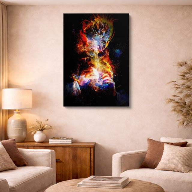 cuadro canvas arte cósmico fénix interior vertical musafy