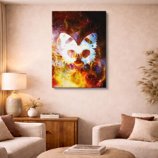 cuadro canvas arte cósmico mariposa cósmica vertical musafy