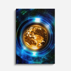 cuadro canvas arte cósmico planeta dorado vertical musafy