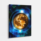 cuadro canvas arte cósmico planeta dorado vertical musafy