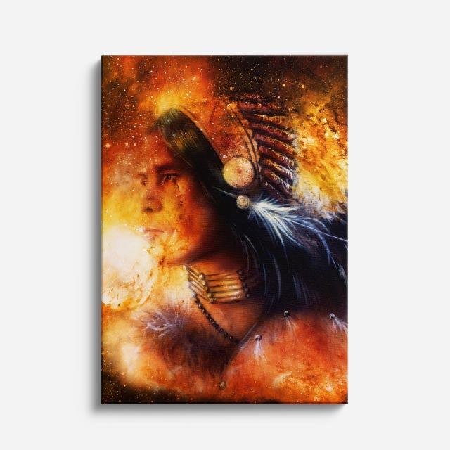 cuadro canvas arte cósmico guerrera espiritual vertical musafy