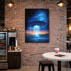 cuadro canvas experiencia sci fi abducción azul vertical
