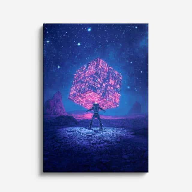 cuadro canvas experiencia sci fi geometría cósmica vertical