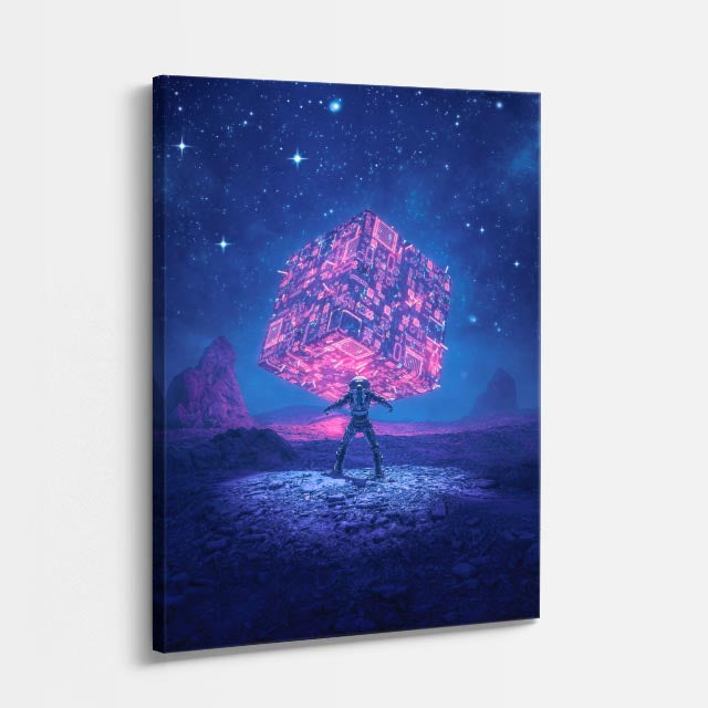 cuadro canvas experiencia sci fi geometría cósmica vertical