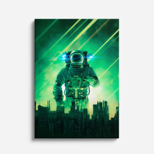 cuadro canvas experiencia sci fi ciudad futurista vertical