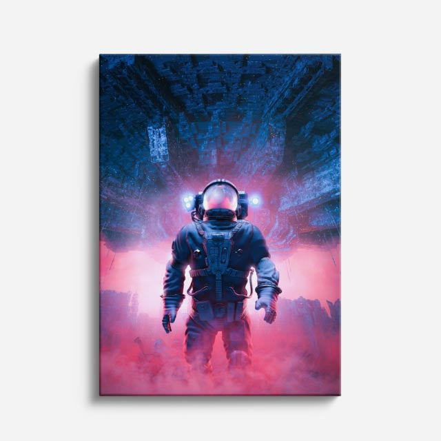 cuadro canvas experiencia sci fi explorador rojo vertical