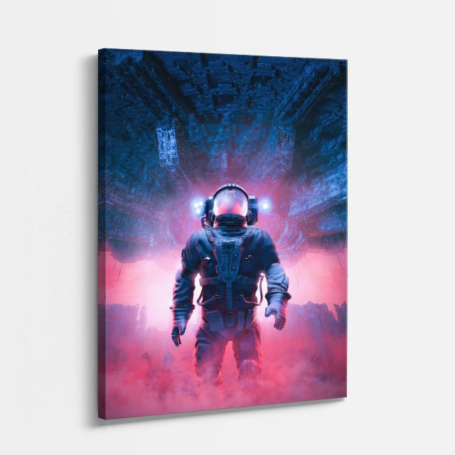 cuadro canvas experiencia sci fi explorador rojo vertical