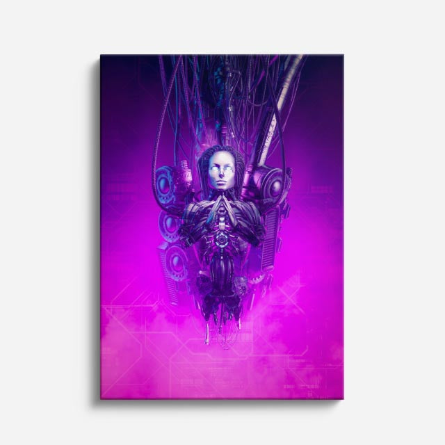 cuadro canvas experiencia sci fi entidad sintética vertical