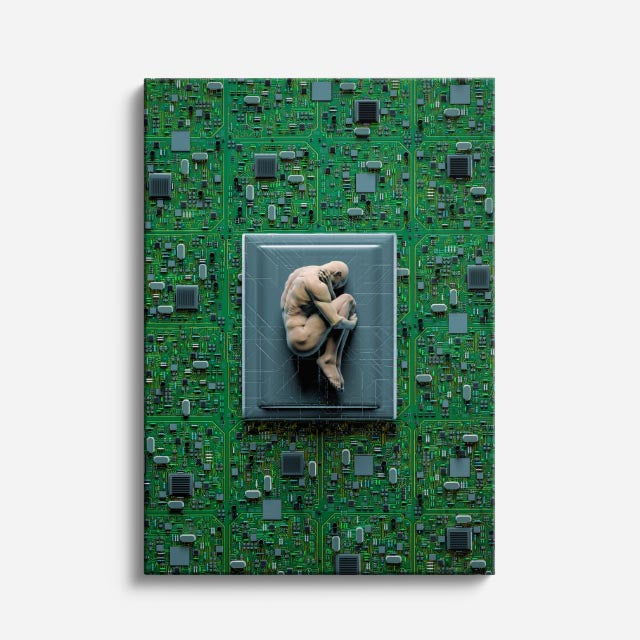 cuadro canvas experiencia sci fi código humano vertical