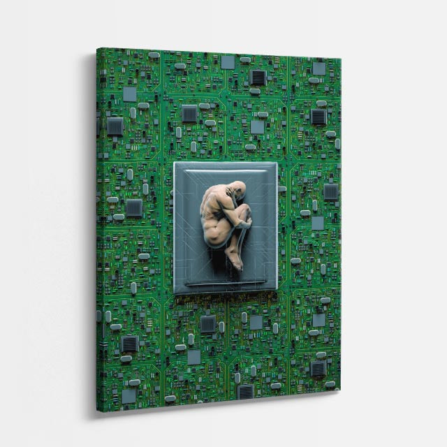 cuadro canvas experiencia sci fi código humano vertical