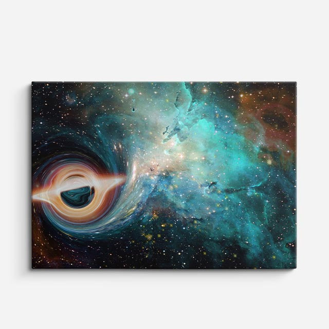 cuadro canvas galaxias y planetas portal de singularidad horizontal
