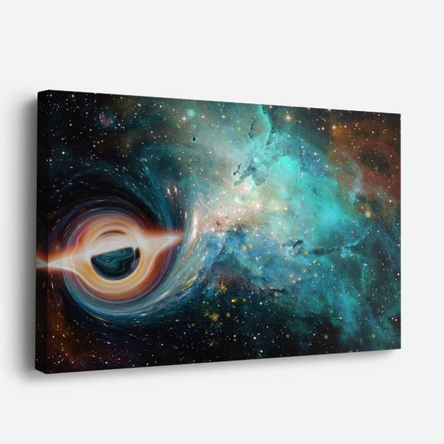 cuadro canvas galaxias y planetas portal de singularidad horizontal