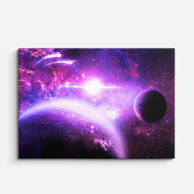 cuadro canvas galaxias y planetas arco estelar horizontal