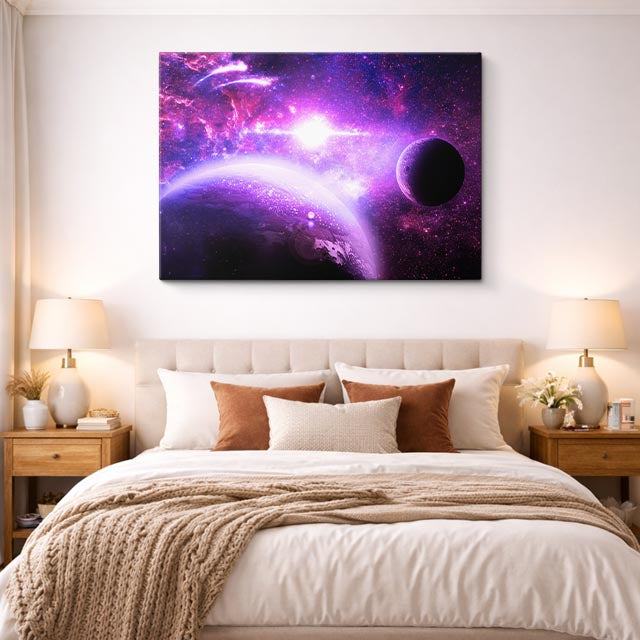 cuadro canvas galaxias y planetas arco estelar horizontal