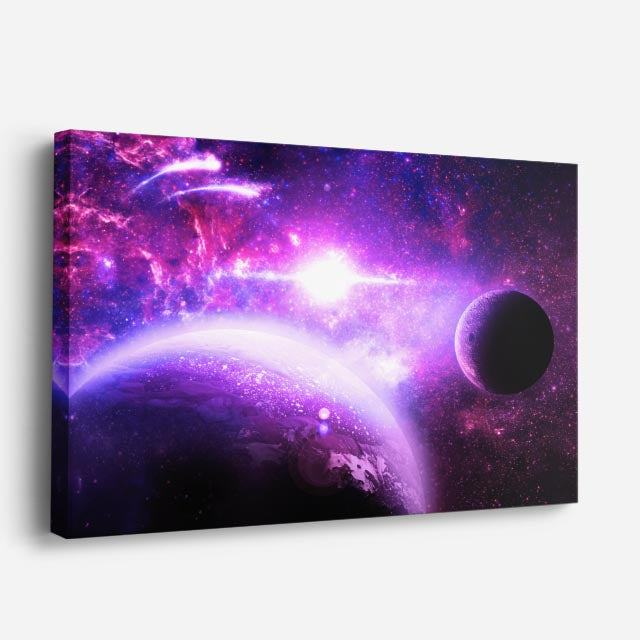 cuadro canvas galaxias y planetas arco estelar horizontal