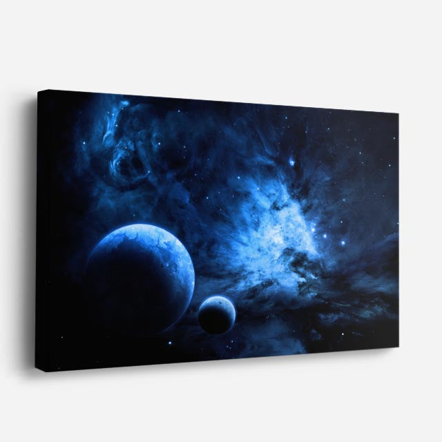 cuadro canvas galaxias y planetas profundidad celeste horizontal