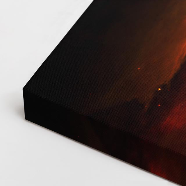 cuadro canvas galaxias y planetas eclipse carmesí horizontal