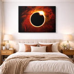 cuadro canvas galaxias y planetas eclipse carmesí horizontal
