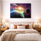 cuadro canvas galaxias y planetas aurora planetaria horizontal