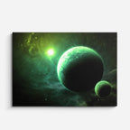 cuadro canvas galaxias y planetas esfera esmeralda horizontal