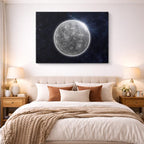 cuadro canvas galaxias y planetas luna plateada horizontal