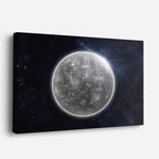 cuadro canvas galaxias y planetas luna plateada horizontal