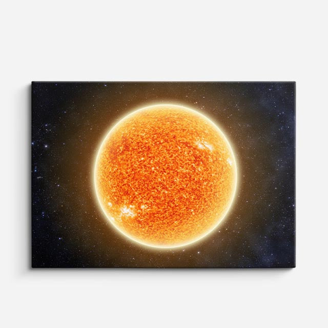 cuadro canvas galaxias y planetas sol dorado horizontal