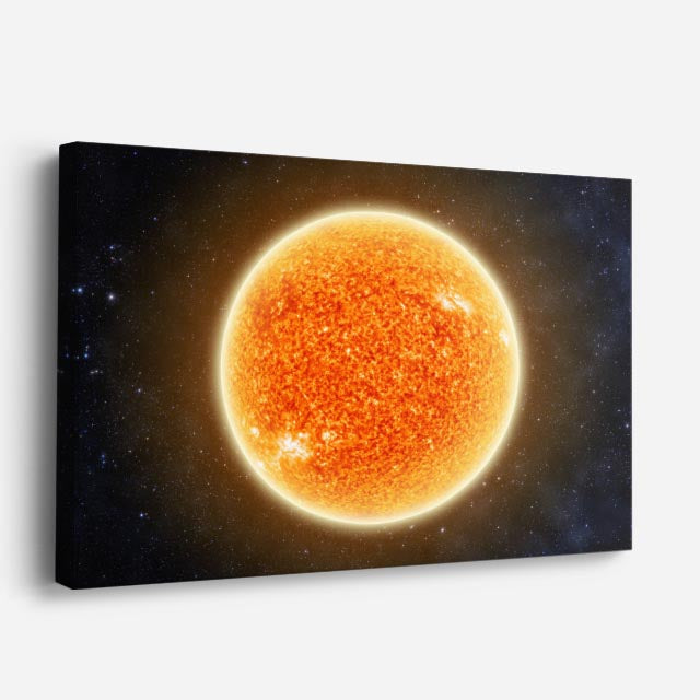 cuadro canvas galaxias y planetas sol dorado horizontal