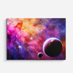 cuadro canvas galaxias y planetas fuego galáctico horizontal