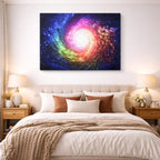 cuadro canvas galaxias y planetas espiral luminosa horizontal