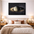 cuadro canvas galaxias y planetas saturno dorado horizontal