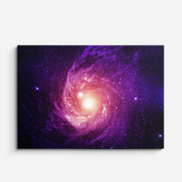 cuadro canvas galaxias y planetas vórtice púrpura horizontal