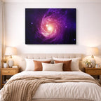 cuadro canvas galaxias y planetas vórtice púrpura horizontal