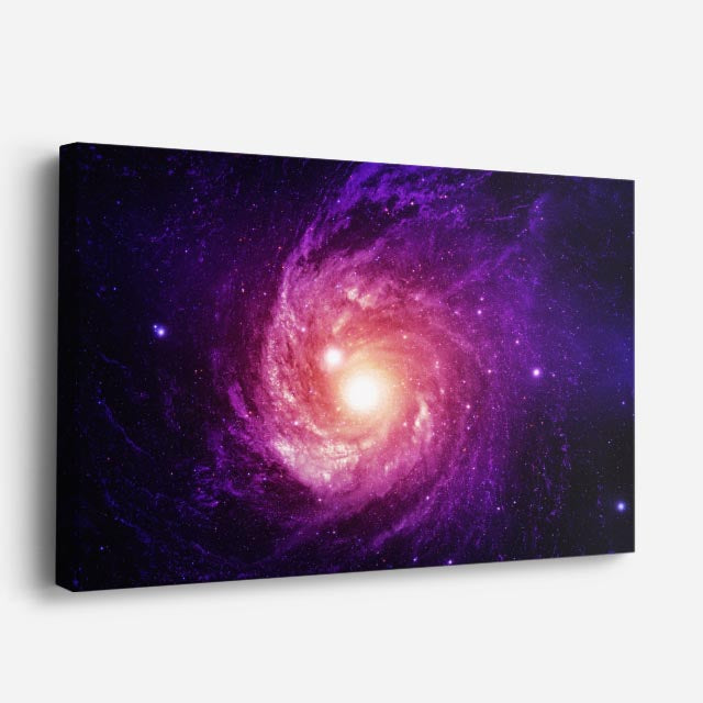 cuadro canvas galaxias y planetas vórtice púrpura horizontal