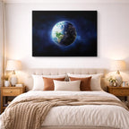 cuadro canvas galaxias y planetas tierra suspendida horizontal
