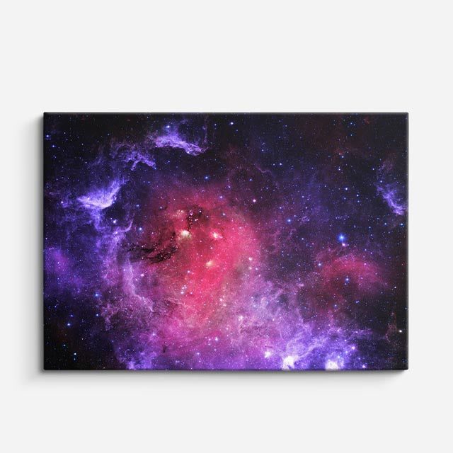cuadro canvas galaxias y planetas nube magenta horizontal