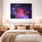 cuadro canvas galaxias y planetas nube magenta horizontal